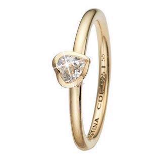 Christina Collect Forgyldt sølv Promise hjerte ring med hvid topaz, model 2.14.B-53